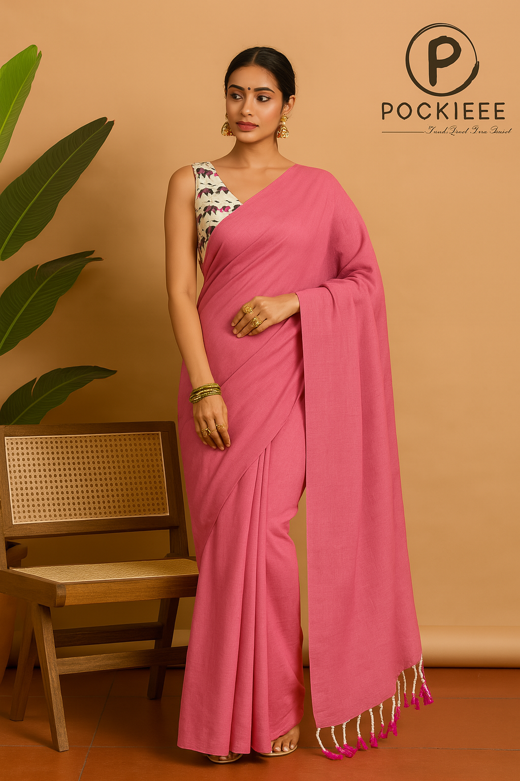 Khadi Cotton Saree with Blouse Piece